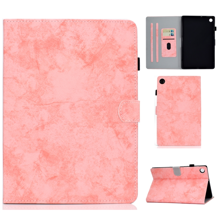 

For Samsung Galaxy Tab A9 Marble Style Cloth Texture Smart Leather Tablet Case(Pink)