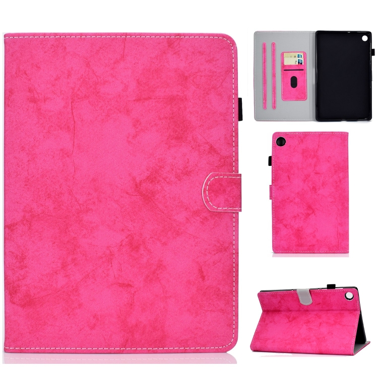

For Samsung Galaxy Tab A9+ Marble Style Cloth Texture Smart Leather Tablet Case(Rose Red)
