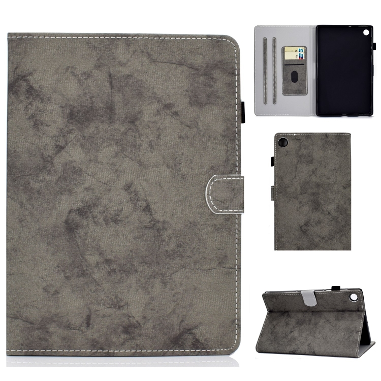 

For Samsung Galaxy Tab A9+ Marble Style Cloth Texture Smart Leather Tablet Case(Grey)