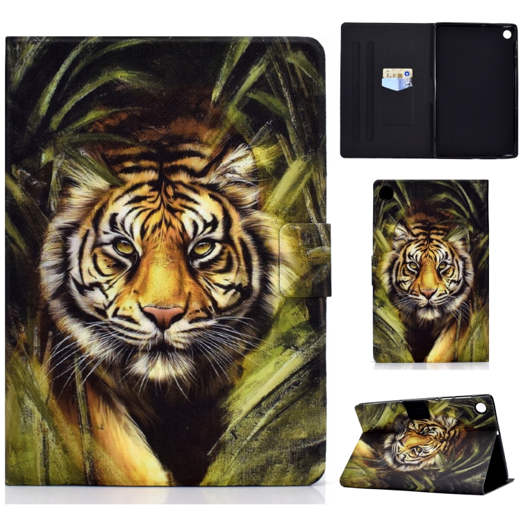 

For Samsung Galaxy Tab A9 Colored Drawing Smart Leather Tablet Case(Tiger)