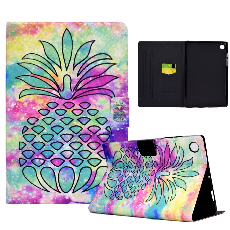 

For Samsung Galaxy Tab A9 Colored Drawing Smart Leather Tablet Case(Colorful Pineapple)