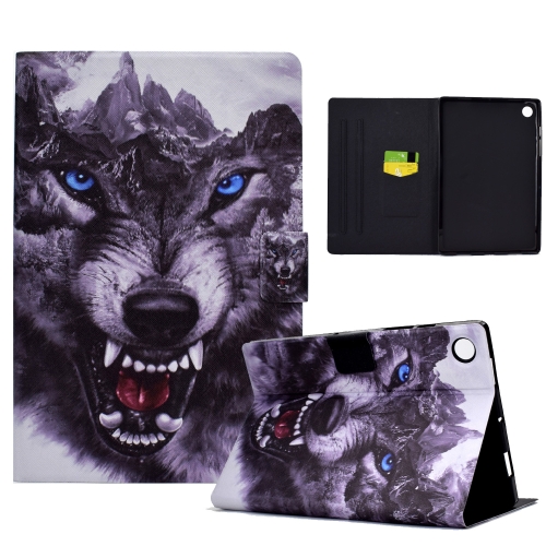 

For Samsung Galaxy Tab A9 Colored Drawing Smart Leather Tablet Case(Wolfdog)