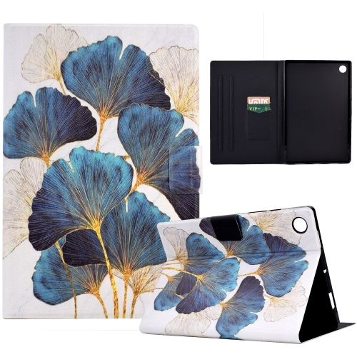 

For Samsung Galaxy Tab A9 Colored Drawing Smart Leather Tablet Case(Ginkgo Leaves)
