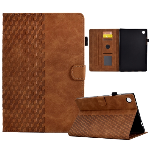 

For Samsung Galaxy Tab A9 Rhombus Embossed Leather Tablet Case(Brown)