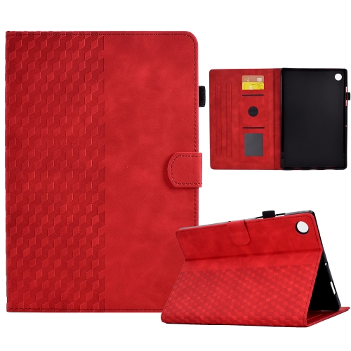 

For Samsung Galaxy Tab A9 Rhombus Embossed Leather Tablet Case(Red)