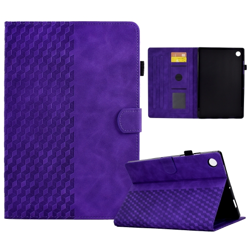 

For Samsung Galaxy Tab A9 Rhombus Embossed Leather Tablet Case(Purple)