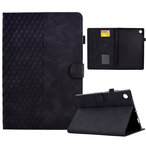 

For Samsung Galaxy Tab A9 Rhombus Embossed Leather Tablet Case(Black)