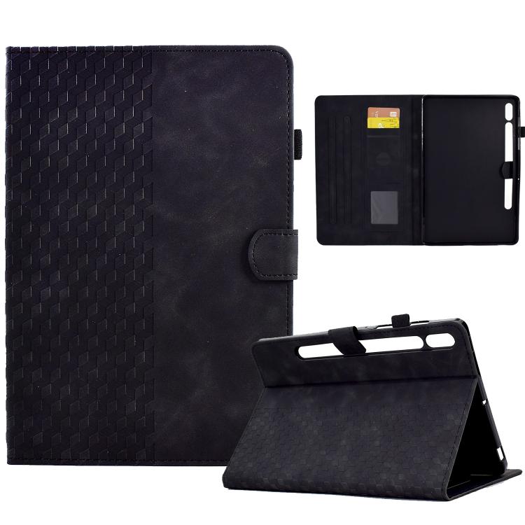 

For Samsung Galaxy S10 FE+ Rhombus Embossed Leather Smart Tablet Case(Black)