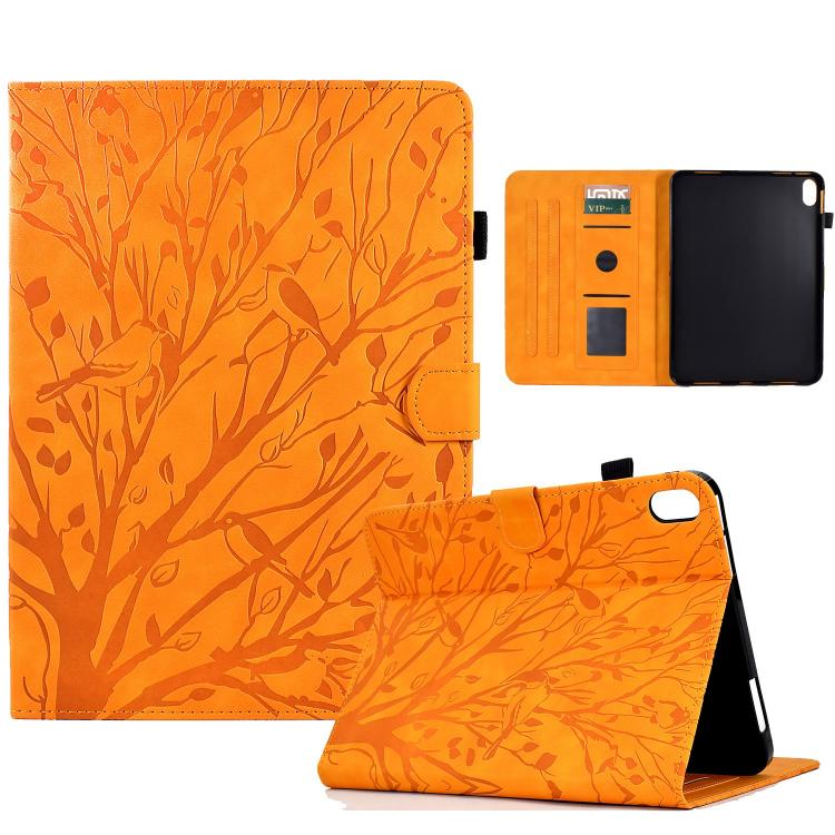

For Samsung Galaxy Tab S11 Fortune Tree Embossed Leather Smart Tablet Case(Khaki)