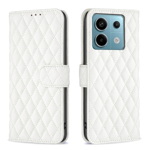 

For Xiaomi Redmi Note 13 Pro 5G Diamond Lattice Wallet Leather Flip Phone Case(White)