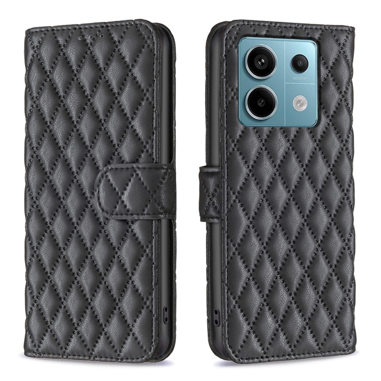 

For Xiaomi Redmi Note 13 Pro 5G Diamond Lattice Wallet Leather Flip Phone Case(Black)