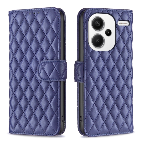 

For Xiaomi Redmi Note 13 Pro+ 5G Diamond Lattice Wallet Leather Flip Phone Case(Blue)