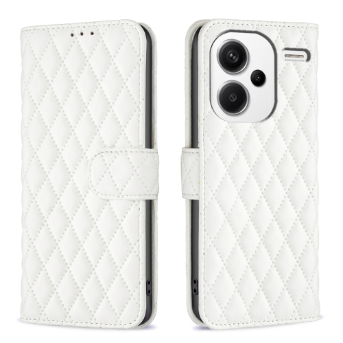Para Xiaomi Redmi 13C Diamond Lattice Zipper Wallet Funda de cuero con tapa  para teléfono (púrpura)