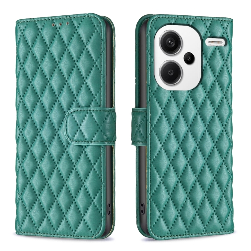 

For Xiaomi Redmi Note 13 Pro+ 5G Diamond Lattice Wallet Leather Flip Phone Case(Green)