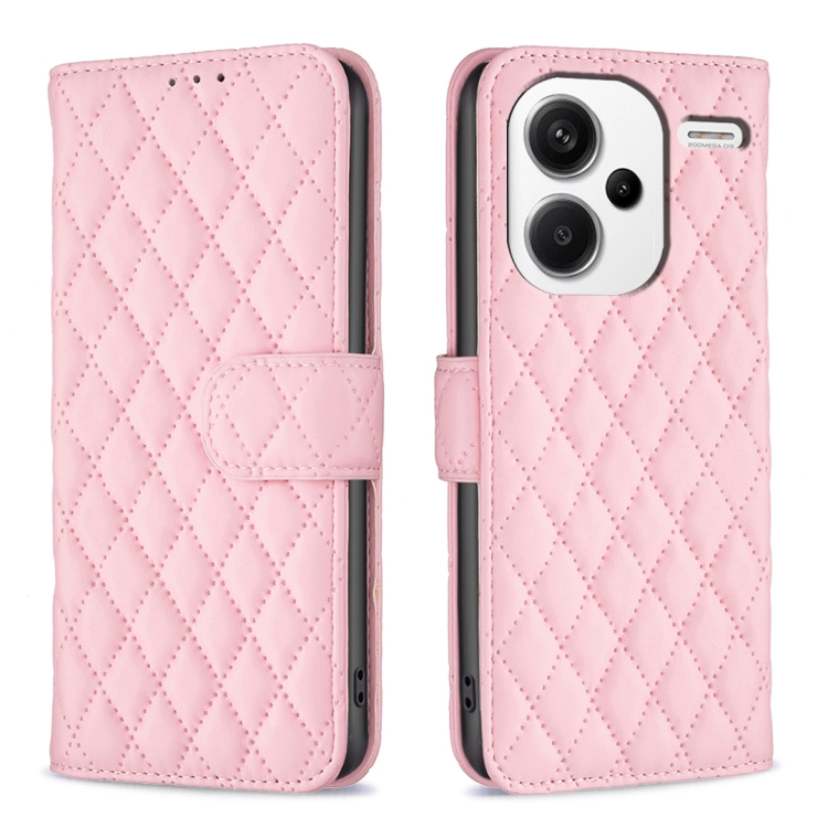 

For Xiaomi Redmi Note 13 Pro+ 5G Diamond Lattice Wallet Leather Flip Phone Case(Pink)