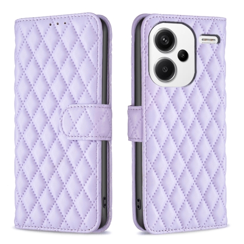 

For Xiaomi Redmi Note 13 Pro+ 5G Diamond Lattice Wallet Leather Flip Phone Case(Purple)