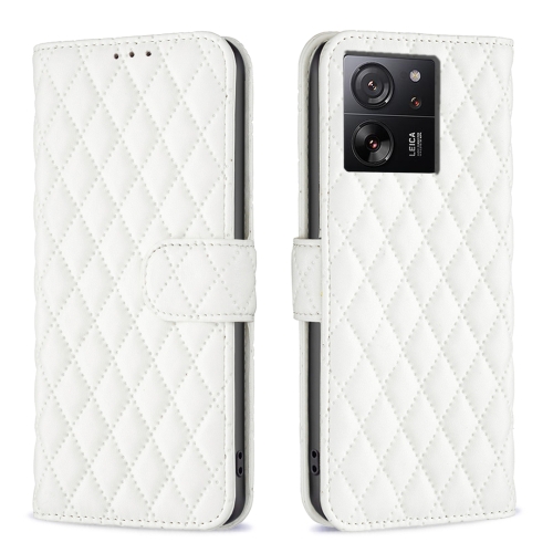 

For Xiaomi 13T / 13T Pro / Redmi K60 Ultra Diamond Lattice Wallet Leather Flip Phone Case(White)