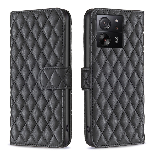 

For Xiaomi 13T / 13T Pro / Redmi K60 Ultra Diamond Lattice Wallet Leather Flip Phone Case(Black)
