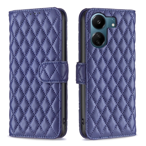 

For Xiaomi Redmi 13C Diamond Lattice Wallet Leather Flip Phone Case(Blue)