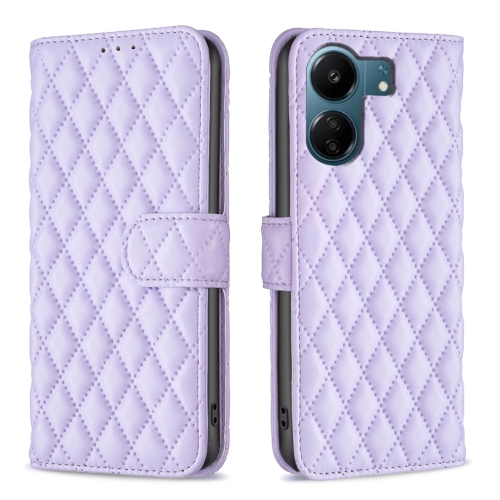 

For Xiaomi Redmi 13C Diamond Lattice Wallet Leather Flip Phone Case(Purple)