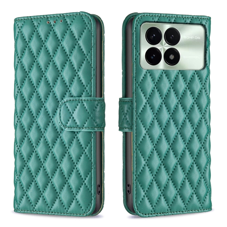 

For Xiaomi Redmi K70 / K70 Pro Diamond Lattice Wallet Leather Flip Phone Case(Green)