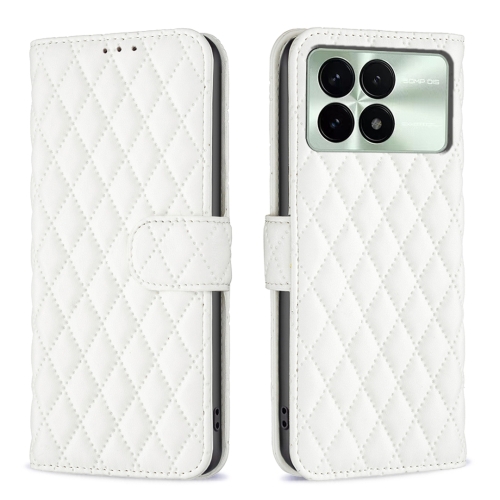 

For Xiaomi Redmi K70E Diamond Lattice Wallet Leather Flip Phone Case(White)