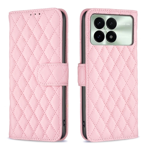 

For Xiaomi Redmi K70E Diamond Lattice Wallet Leather Flip Phone Case(Pink)