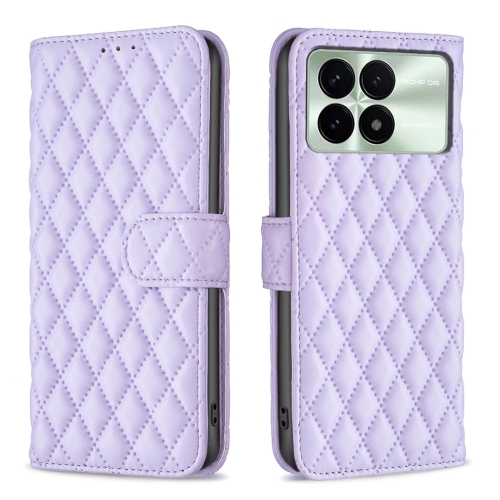 

For Xiaomi Redmi K70E Diamond Lattice Wallet Leather Flip Phone Case(Purple)