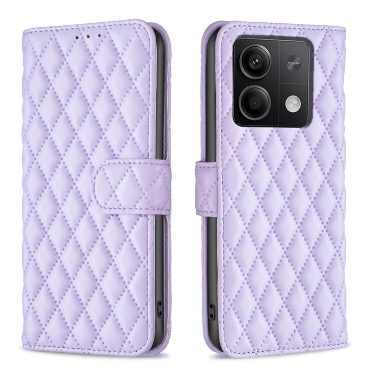 

For Xiaomi Redmi Note 13 4G Global Diamond Lattice Wallet Leather Flip Phone Case(Purple)