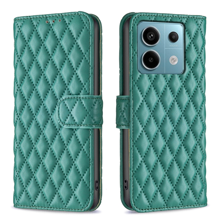 

For Xiaomi Redmi Note 13 Pro 4G Global Diamond Lattice Wallet Leather Flip Phone Case(Green)