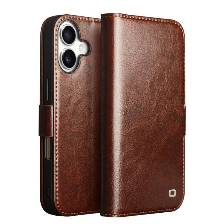 

For iPhone 17 QIALINO Classic 103 Buckle Genuine Leather Phone Case(Brown)