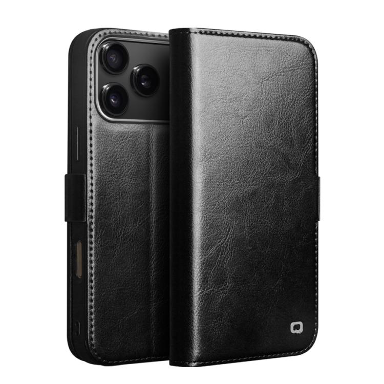 

For iPhone 17 Pro Max QIALINO Classic 103 Buckle Genuine Leather Phone Case(Black)