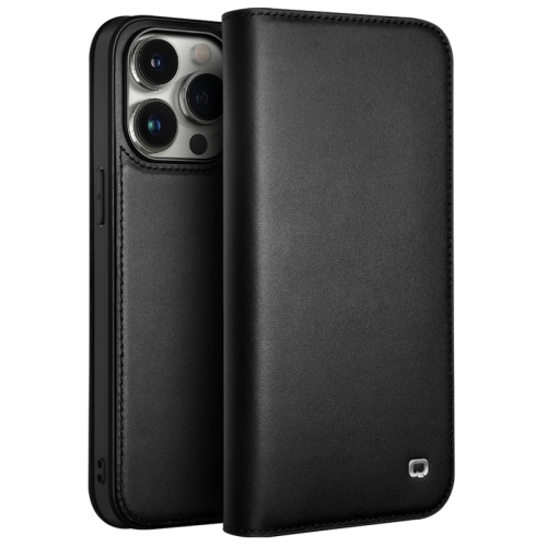 For iPhone 15 Pro Max QIALINO Classic Gen2 Genuine Leather Phone Case(Black)