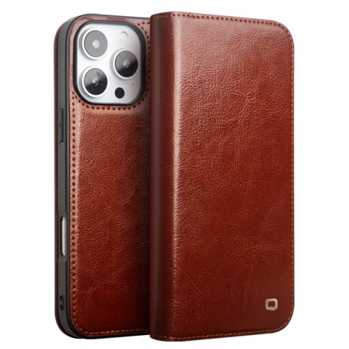 

For iPhone 16 Pro QIALINO Classic Genuine Leather Phone Case(Brown)