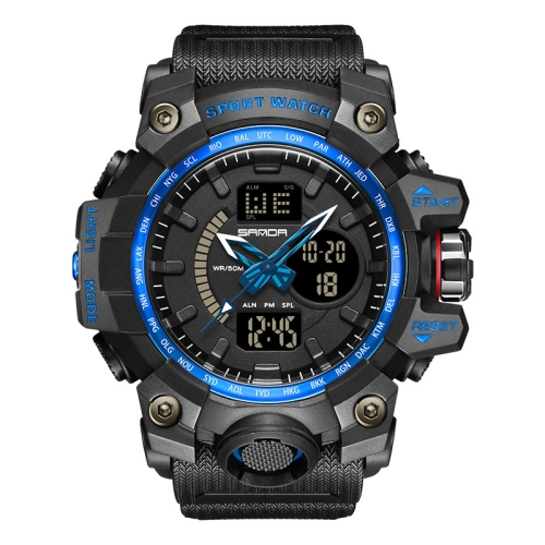 

SANDA 3132 Men Multifunctional Waterproof Luminous Sports Watch(Black Blue)