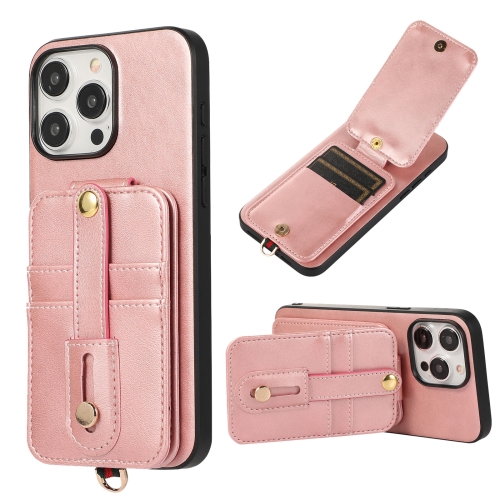 

For iPhone 15 Pro Max 02 RFID Card Bag Cowhide Texture PU Phone Case(Pink)