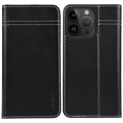 

For iPhone 15 Pro Max GEBEI Top-grain Horizontal Flip Leather Phone Case(Black)