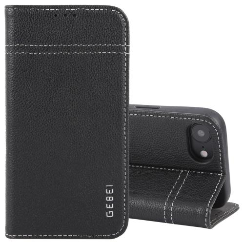 

For iPhone 16e GEBEI Top-grain Horizontal Flip Leather Phone Case(Black)