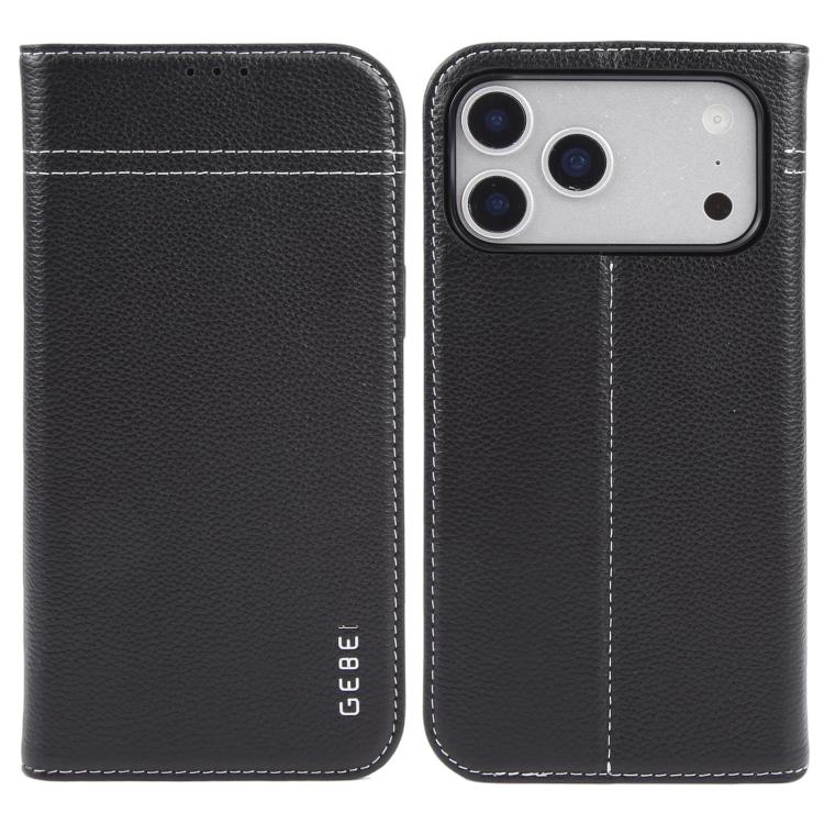 

For iPhone 17 Pro Max GEBEI Top-grain Horizontal Flip Leather Phone Case(Black)