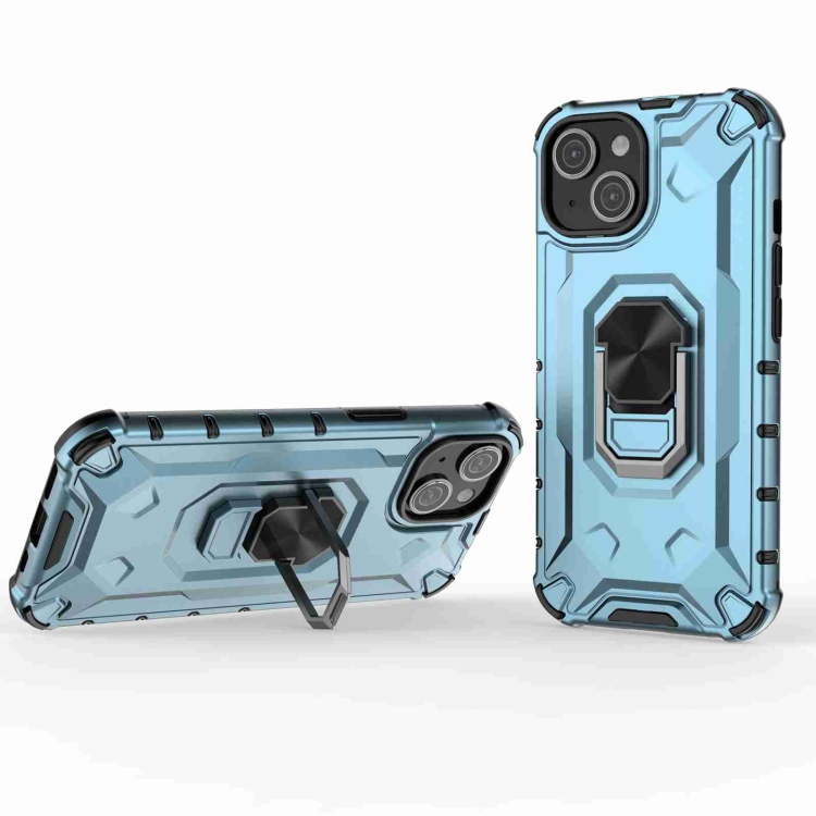 

For iPhone 14 Plus Ice Armor Series Ring Holder Phone Case(Blue)
