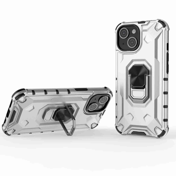 

For iPhone 14 Plus Ice Armor Series Ring Holder Phone Case(Silver)