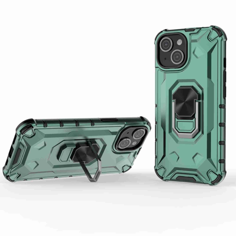

For iPhone 14 Ice Armor Series Ring Holder Phone Case(Green)