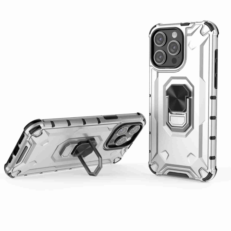 

For iPhone 14 Pro Ice Armor Series Ring Holder Phone Case(Silver)
