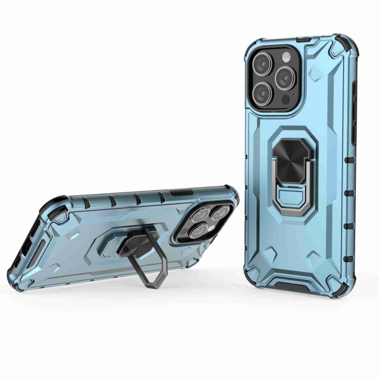 

For iPhone 14 Pro Max Ice Armor Series Ring Holder Phone Case(Blue)