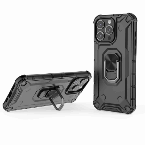 

For iPhone 13 Pro Max Ice Armor Series Ring Holder Phone Case(Black)