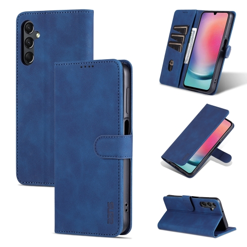 For Samsung Galaxy A24 4G / A25 AZNS Skin Feel Calf Texture Flip Leather Phone Case(Blue) for samsung galaxy tab s9 fe calf texture embossed leather tablet case purple