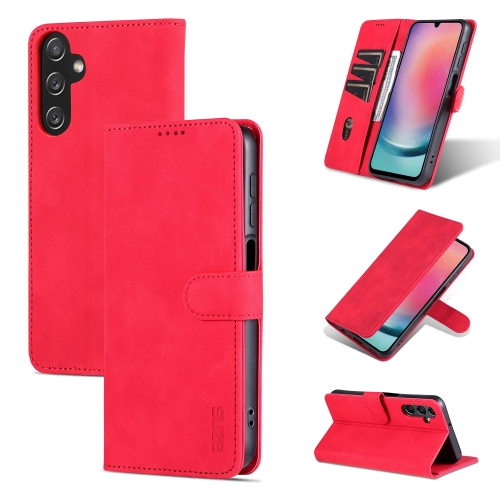 

For Samsung Galaxy A15 AZNS Skin Feel Calf Texture Flip Leather Phone Case(Red)