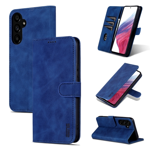 For Samsung Galaxy A35 5G AZNS Skin Feel Calf Texture Flip Leather Phone Case(Blue) for samsung galaxy s24 5g diamond texture leather phone case brown