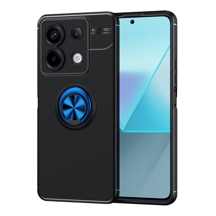 

For Xiaomi Redmi Note 13 Pro China Metal Ring Holder TPU Phone Case(Black+Blue)