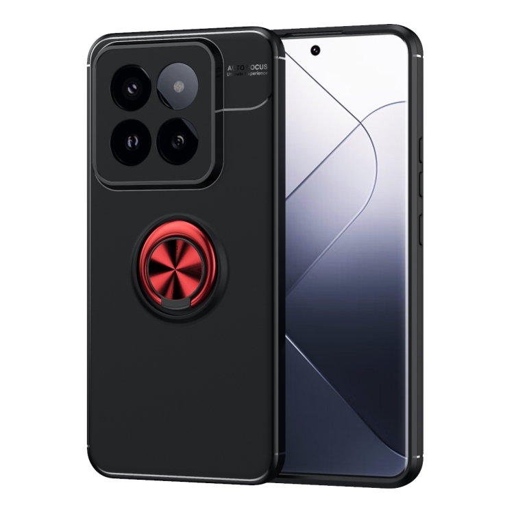 

For Xiaomi 14 Pro Metal Ring Holder TPU Phone Case(Black+Red)